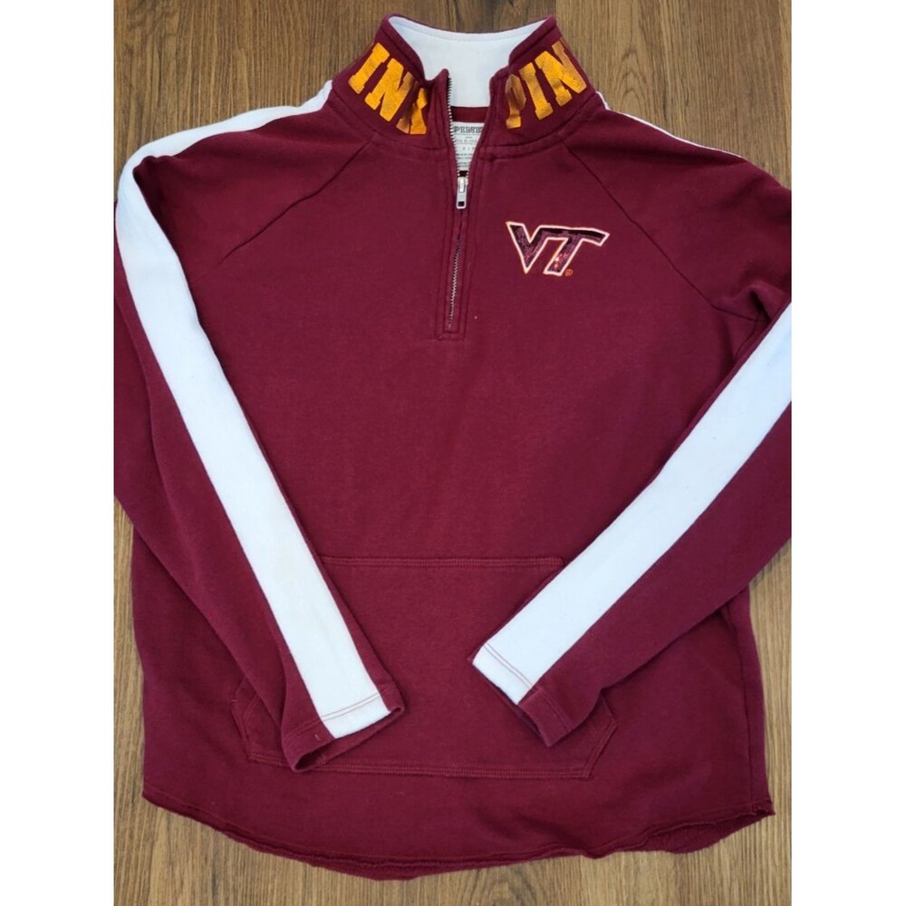 Victoria's Secret PINK Virginia Tech VT Hokies Quarter Zip Pullover Womens S